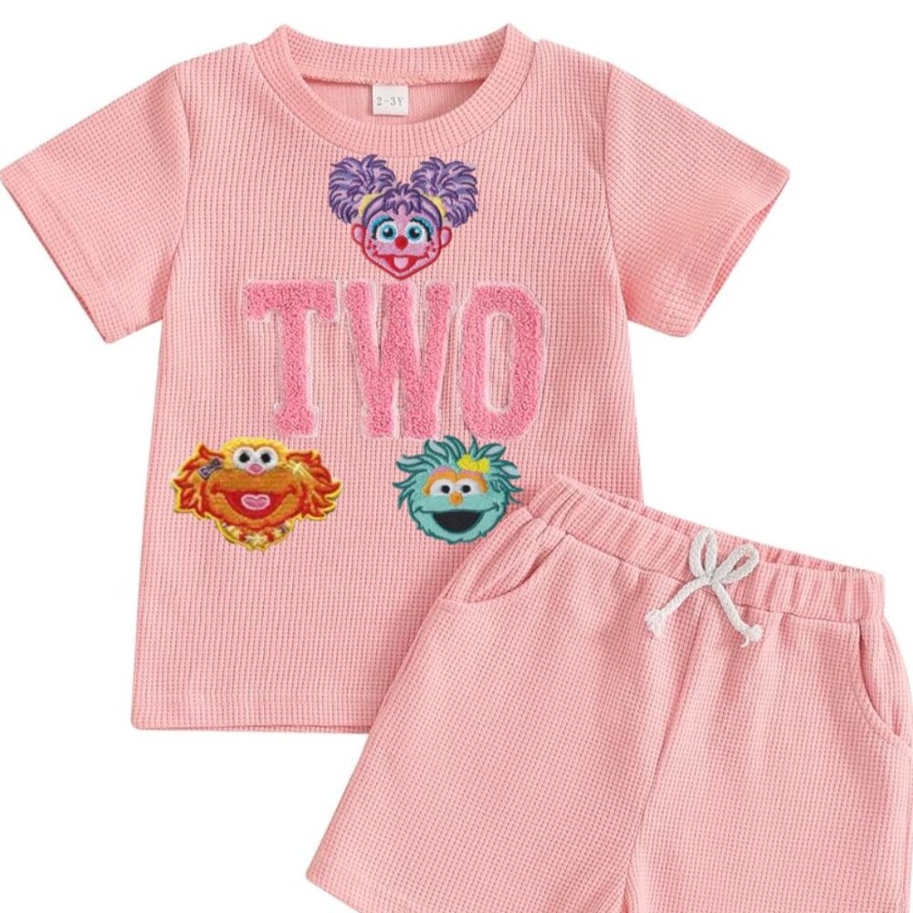 Pink Girl Second Birthday Abby Cadabby Outfit Zoe Shirt Shorts Sesame Clothes